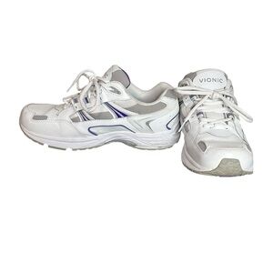 VIONIC Walker 23MWALK White/Blue Leather Sneaker Women's Size 10 Wide‎
